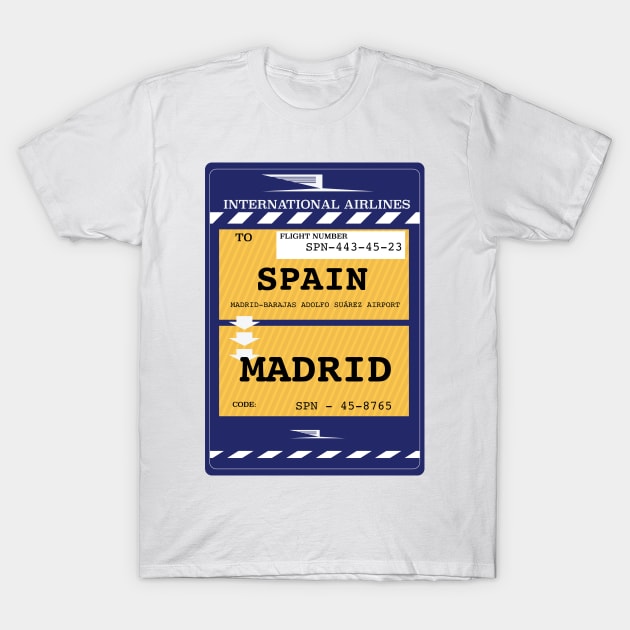 Spain, Madrid Plane ticket T-Shirt by nickemporium1